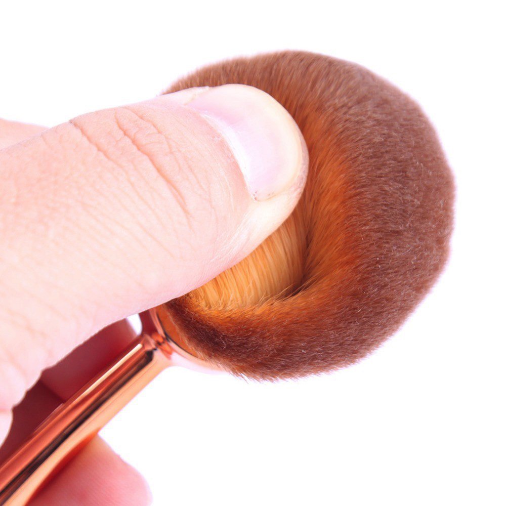 AngelFlipped Oval Professional Cosmetic Foundation Makeup Brush Set 10 Pcs Toothbrush Design(gold)