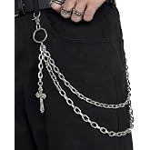SABOZE Cross Pants Chain Wallet Chain,Gothic Punk Clothing Accessory | Double-Layer Alloy Chain, Cross Charm, Secure Lobster Clasps, Perfect for Jeans, Belt Loops, Wallets and Streetwear Looks