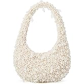 Trendy Pearl Shoulder Purse for Women Small Y2k Tote Bags for Party Rhinestone-Encrusted Designer Handbags