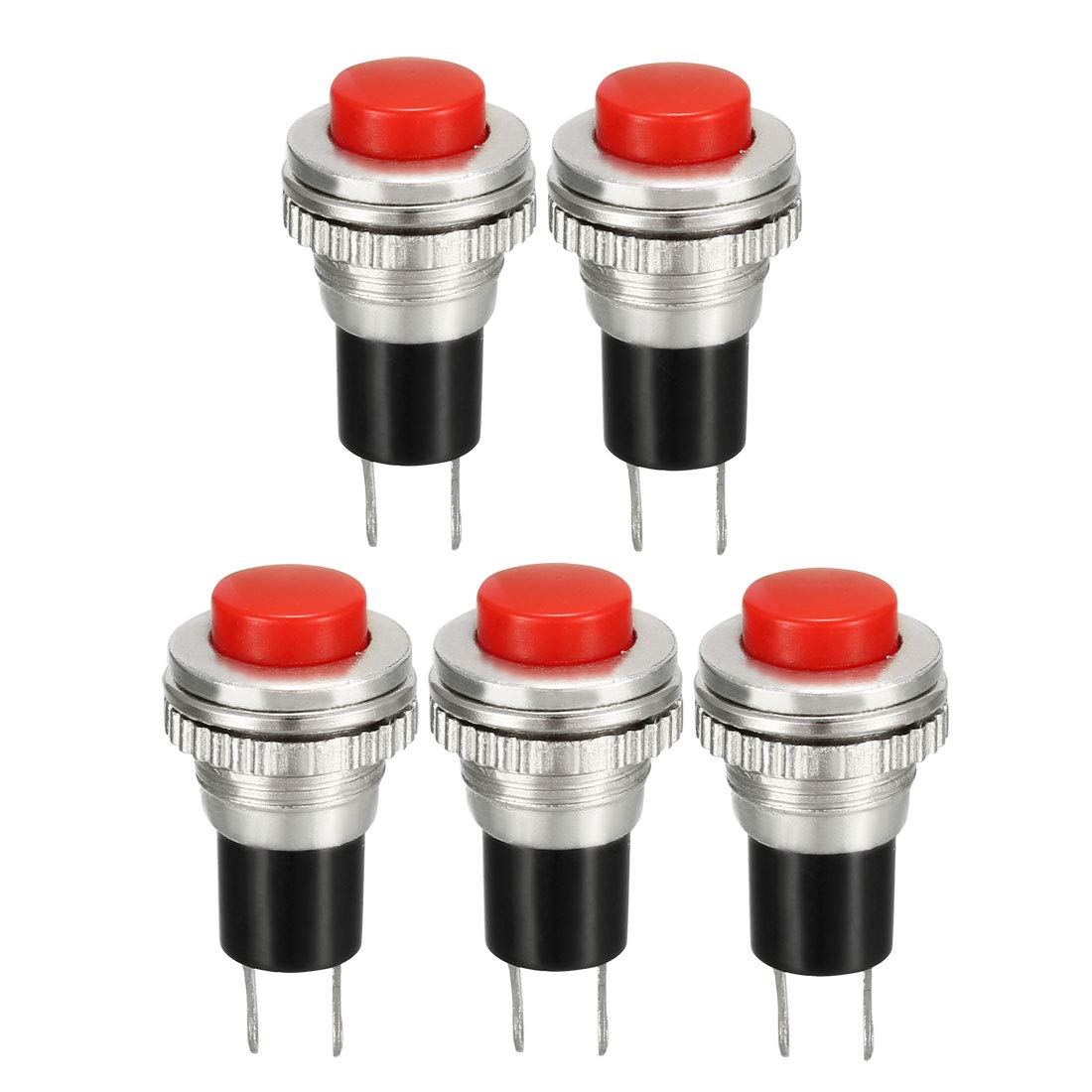 sourcing map 10mm Mounting Red Momentary Push Button Switch SPST NO 5pcs