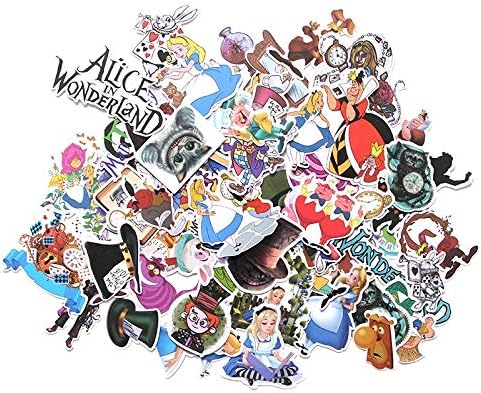 yunkanda 60 Pcs Alice In Wonderland 90S Art Print Home Decor Wall Notebook Phone Luggage Laptop Scrapbooking Album Sticker