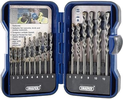 Draper TCT Masonry 15 Piece Drill Bit Set Carbon Steel Tungsten Carbide Tips