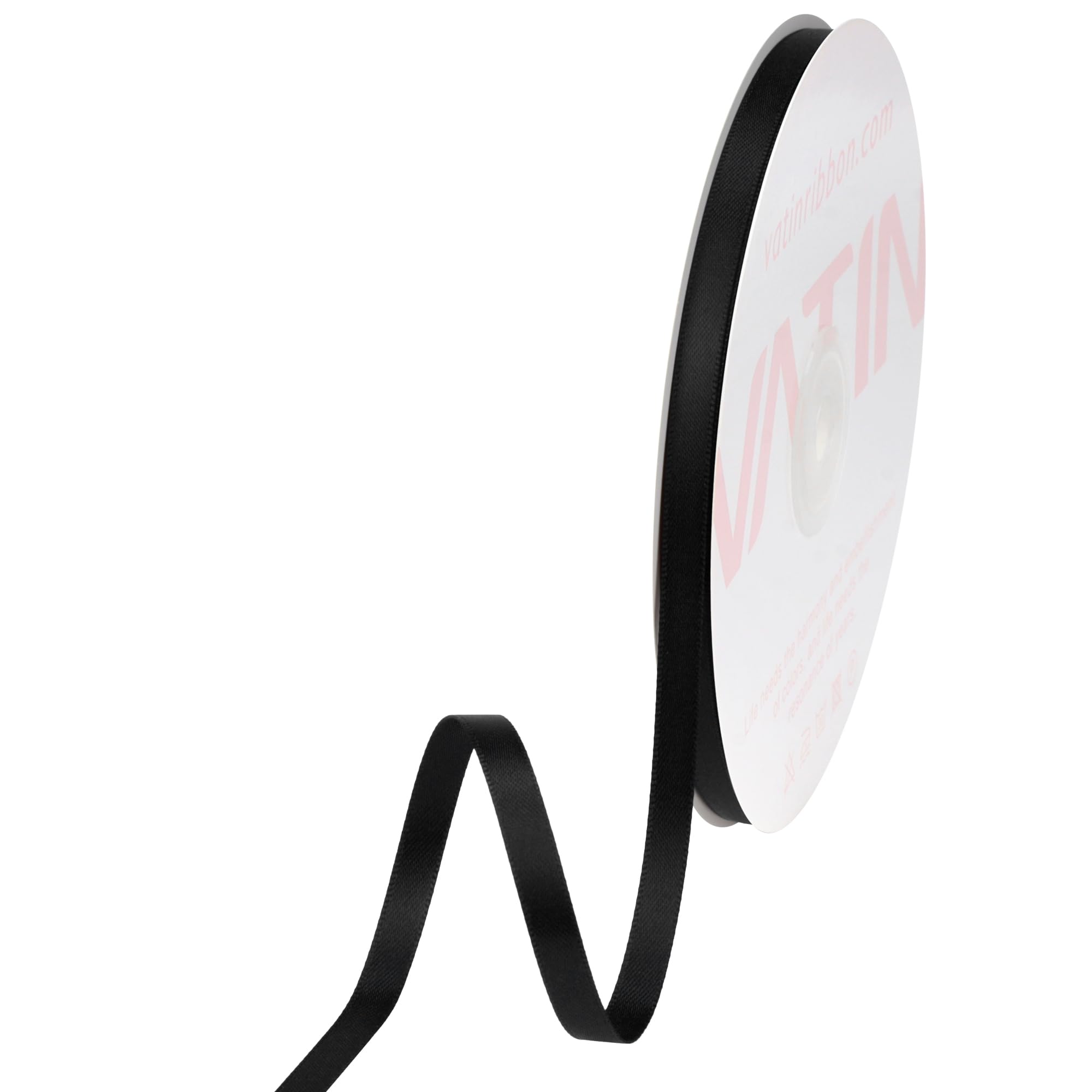 VATIN 6mm Double Faced Black Polyester Satin Ribbon - 45 Metre for Gift Wrapping Ornaments Party Favor Braids Baby Shower Decoration Floral Arrangement Craft Supplies