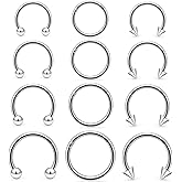 Lcolyoli 16G Septum Rings Surgical Steel Smiley Piercing Jewelry Nose Septum Rings Hoop Lip Piercing Jewelry for Women Men Inner Diameter 6/8/10/12mm