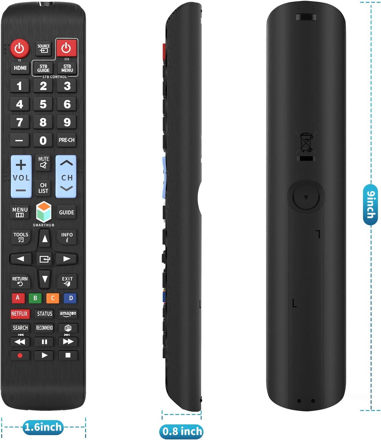 Universal Remote Control for All Samsung TV Remote LCD LED QLED SUHD UHD HDTV Curved Plasma 4K 3D Smart TVs, with Buttons for Netflix, Smart Hub: Electronics
