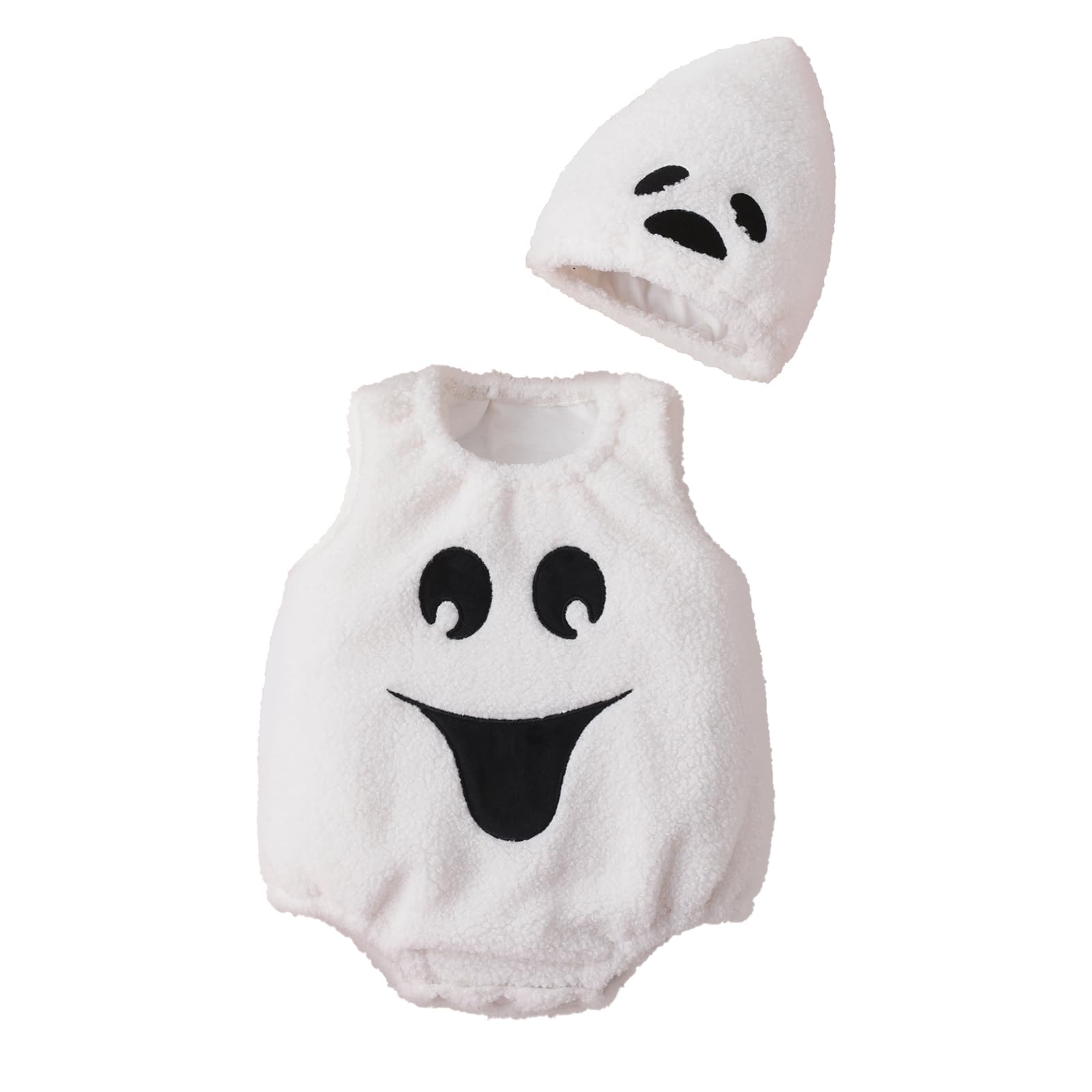 Nicoxijia Baby Pumpkin Halloween Costume Bodysuit Romper Tops with Hat kid Funny Jumpsuit Halloween Cosplay Outfits Clothes (F-White, 3-6 Months)