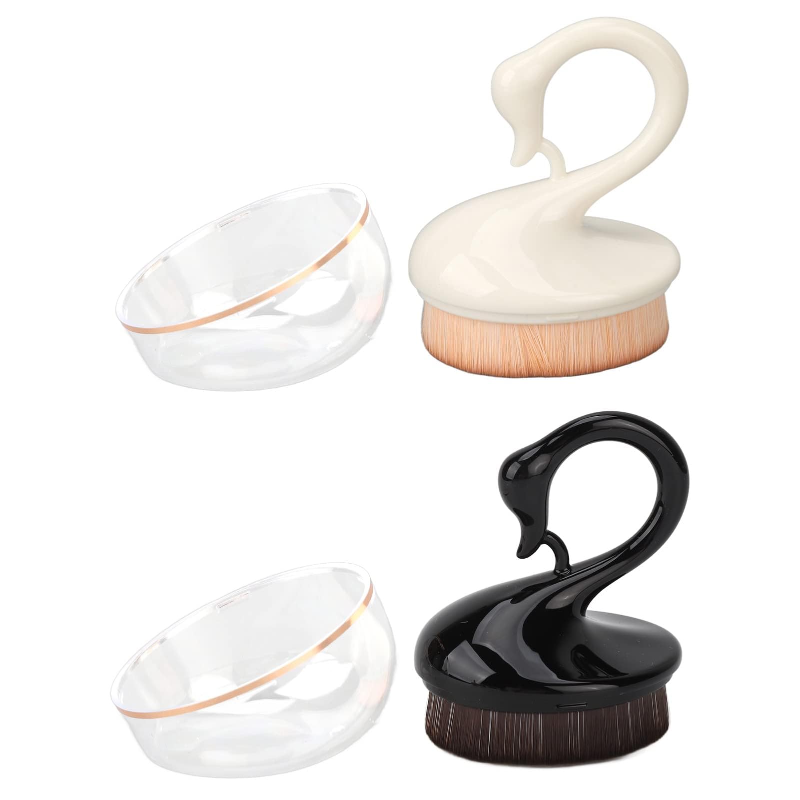 Nail Art Dust Brushes, Swan Appearance Soft Bristles Nail Dust Remover Brushes for Cleaning Nails with Lid Nail Powder Cleaner Brush