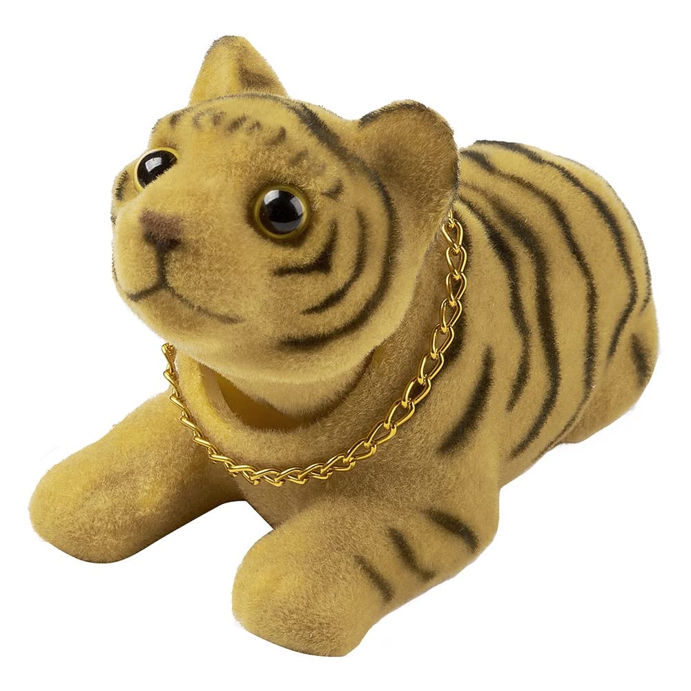 JSCARLIFE Nodding Tiger Ornaments,Mini Bobble Head Toys Car Tiger Shaking Head Ornaments Mini Tiger Figurine for Car Dashboard Home Office Desktop Bedroom Decoration (Brown)