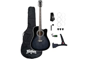Washburn WA90CE Acoustic-Electric Guitar Kit – Dreadnought Cutaway, Built-In Tuner, Okoume Body – Perfect Holiday Gift for Adults, Beginners, Musicians & Live Performance