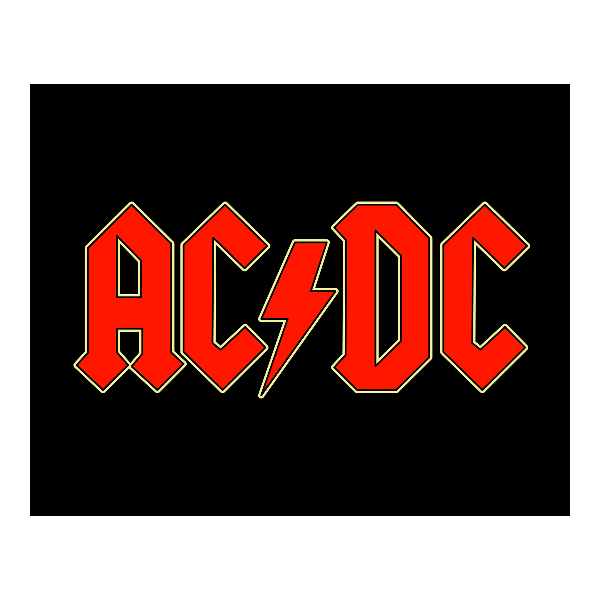 AC/DC - Classic Logo Retro Wall Art Decor, Vintage Rock Metal Music ...