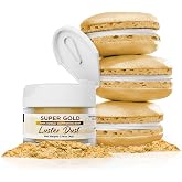 Luster Dust - Super Gold (4g 1x Jar) | Edible Vegan Dust &amp; Paint for Cake Decorating, Ice Cream, Desserts, Cocktails and Beverages by Bakell