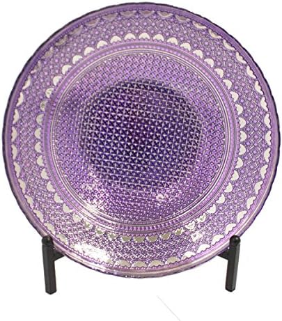 Handcrafted Turkish Glass Art Decorative Charger Plate and Stand