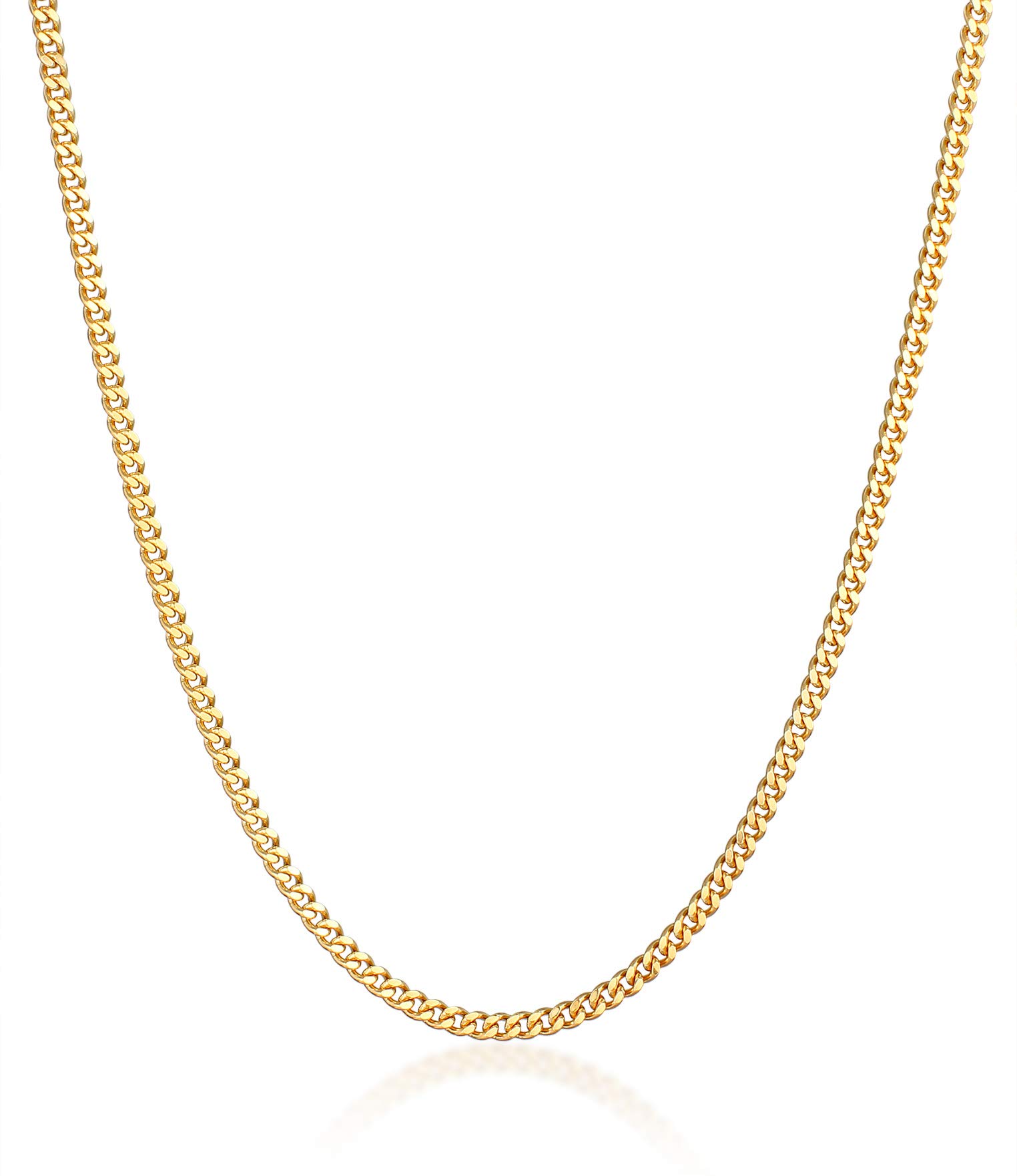 Kuzzoi Exclusive 0102542120 Men's Necklace Gold with Curb Links (5 mm) Polished for Pendants, Solid Chain for Men or Boyfriend, Robust Men's Necklace Made of 925 Sterling Silver Gold-Plated, Sterling