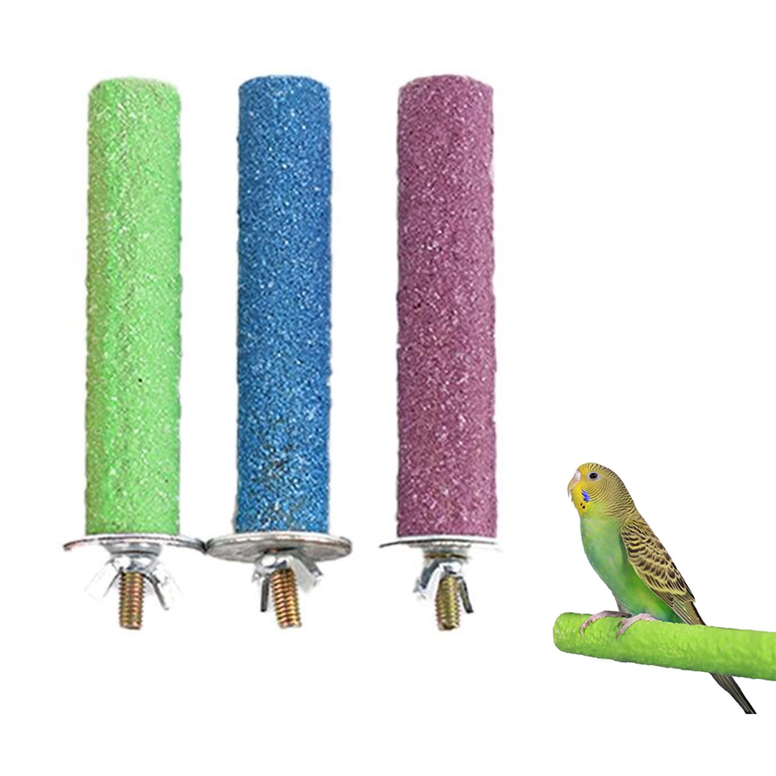 Bird Perches, Perches for Bird Cages, Toy Bird Cage Perches Stand, Suitable for All Types of Parrots, Macaw, Parakeets, Budgies, etc., 20 cm, Pack of 3
