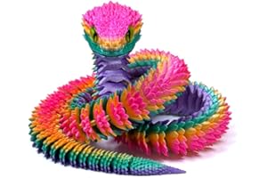 SGYYSG 3D Printed Snake - 24 Inch Movable Articulated Snake, Perfect 3D Printed Animals for Educational Toys! Must-Have Toys for Kids and Collectors, Home Office Executive Desk Decor (Rainbow)