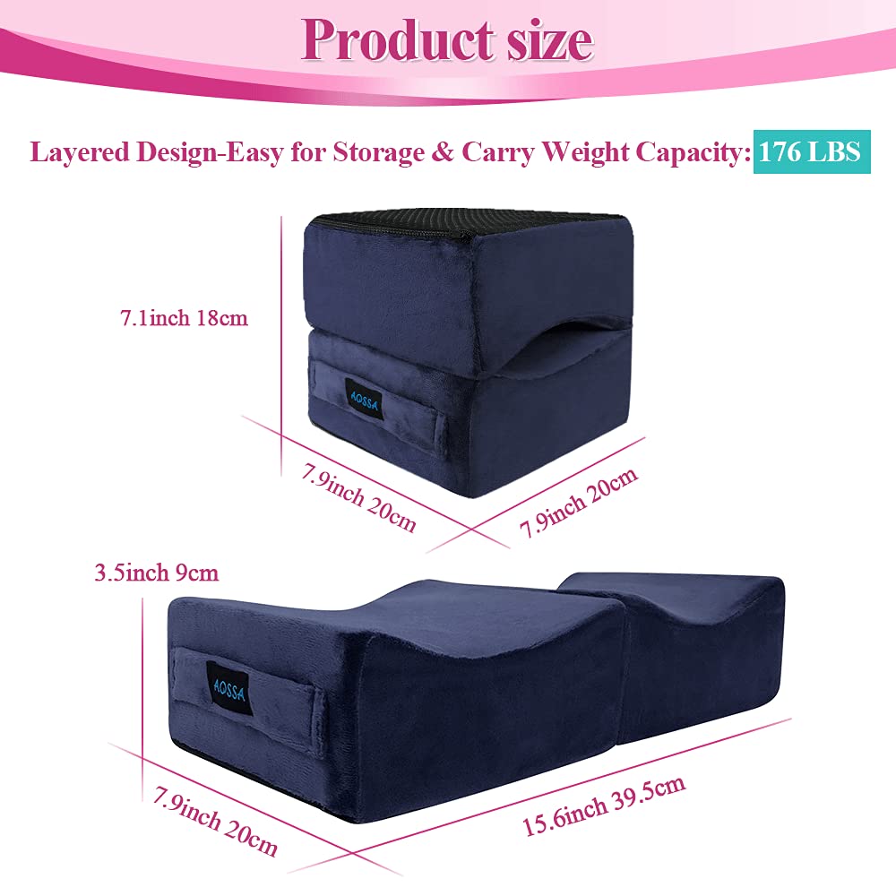 AOSSA BBL Pillow Brazilian Butt Lift Pillow After Surgery Seat Cushion Butt Pillow for Sitting Driving Post Recovery Booty Pillows Chair Butt Lift Buttocks Foam Cushion (Blue)