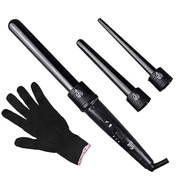 Lockenstäbe,Culwad 3 in 1 Multifunktions Austauschbare Lockenwickler Set - mit Handschuh