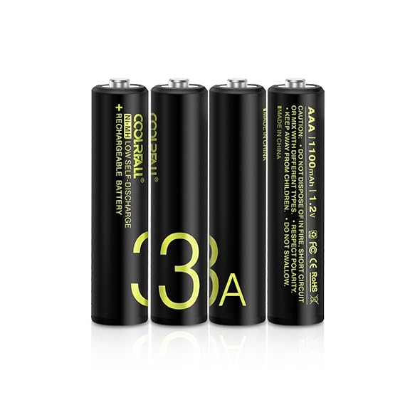 Rechargeable Akku Batterien,Coolreall 4-er Pack Vorgeladener AAA Ni-Mh Akku (1100 mAh,1.2V) inkl Akku Aufbewahrungsbox