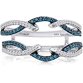 Jewel Zone US Blue White Cubic Zirconia Guard Wrap Ring in 14k Gold Over Sterling Silver