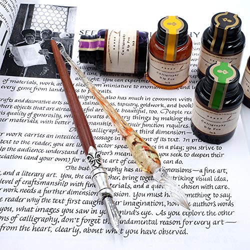 GC QUILL MU02 Calligraphy Pen Set, Glass Dip Pen and Handcrafted