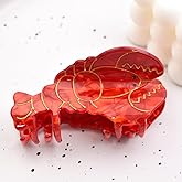Lobster Shape Hair Claws Non Slip Vivid Red Hair Clips for Women Girls Medium Thick Hair Accessories, 3.3"