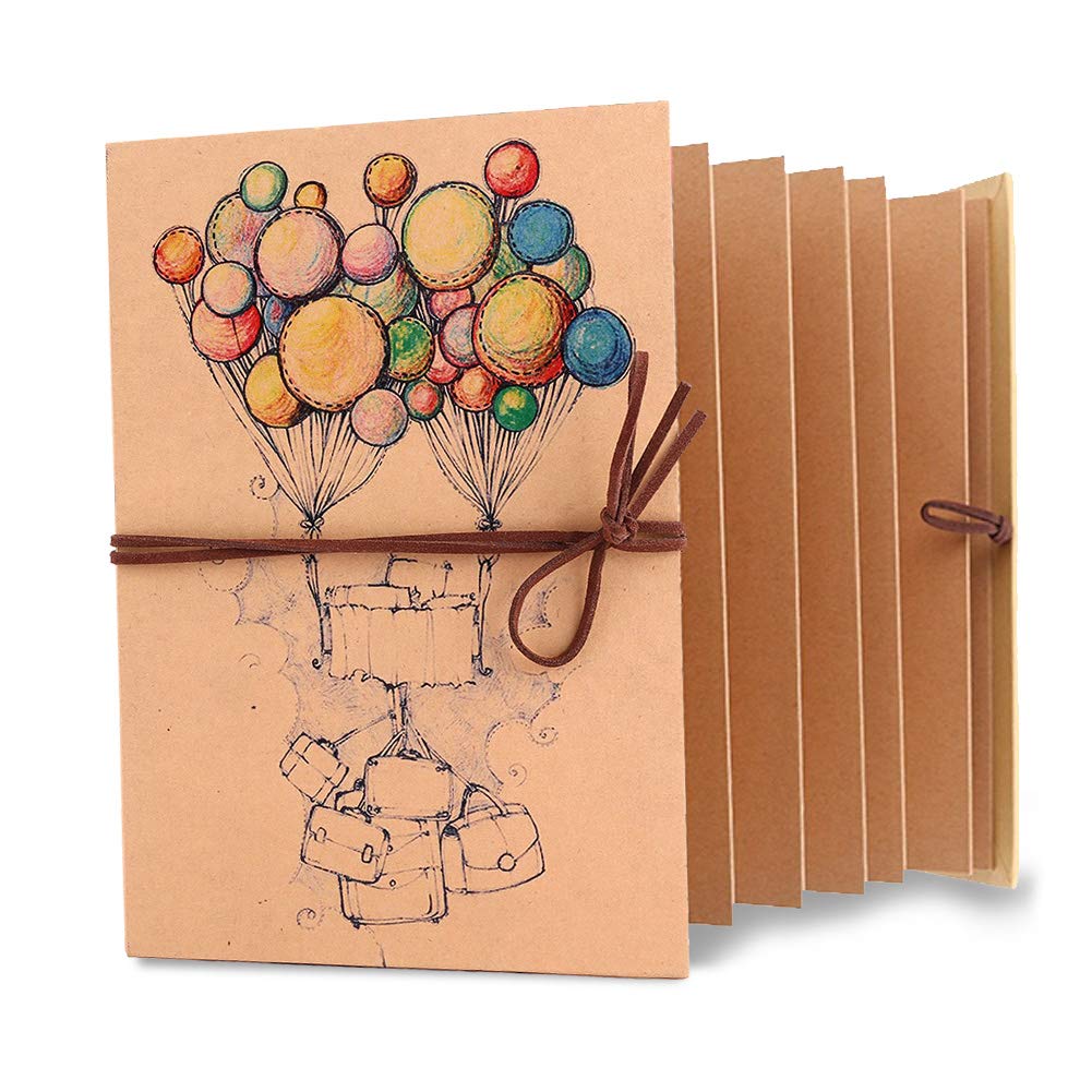 Fdit Accordion Album, Kraft Paper, DIY Folding Scrapbook, 34 Pages, 21 x 15 x 1 cm, Gold for Anniversaries, Weddings, Birthdays