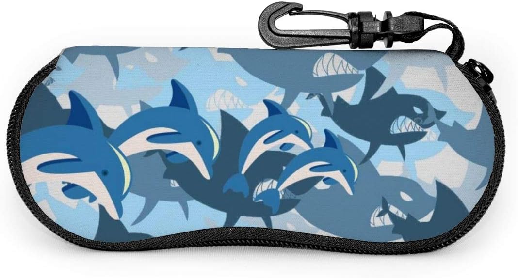 DGEGJD5S Shark Wrath Bite Teeth Sunglasses with Lock Buckle Soft Bag Ultra Light Diving Fabric Zipper Glasses Case