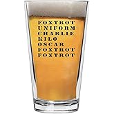 Rogue River Tactical Funny Foxtrot OFF Joke Beer Glass Drinking Cup Pint 16oz Pub Gift For Any Military Veteran