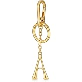 MYCUTEY Gold Initial Keychain For Women Cute Bubble Letter Keychains Initial Bag Charm Personalized Keychain Accessories Gift