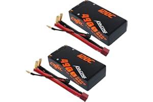 CNHL 2S Short Lipo Battery 4900mAh 120C 7.4V HardCase with 5.0 Bullet-Dean Plug for Racing RC Car Boat Airplane Vehicles Truc