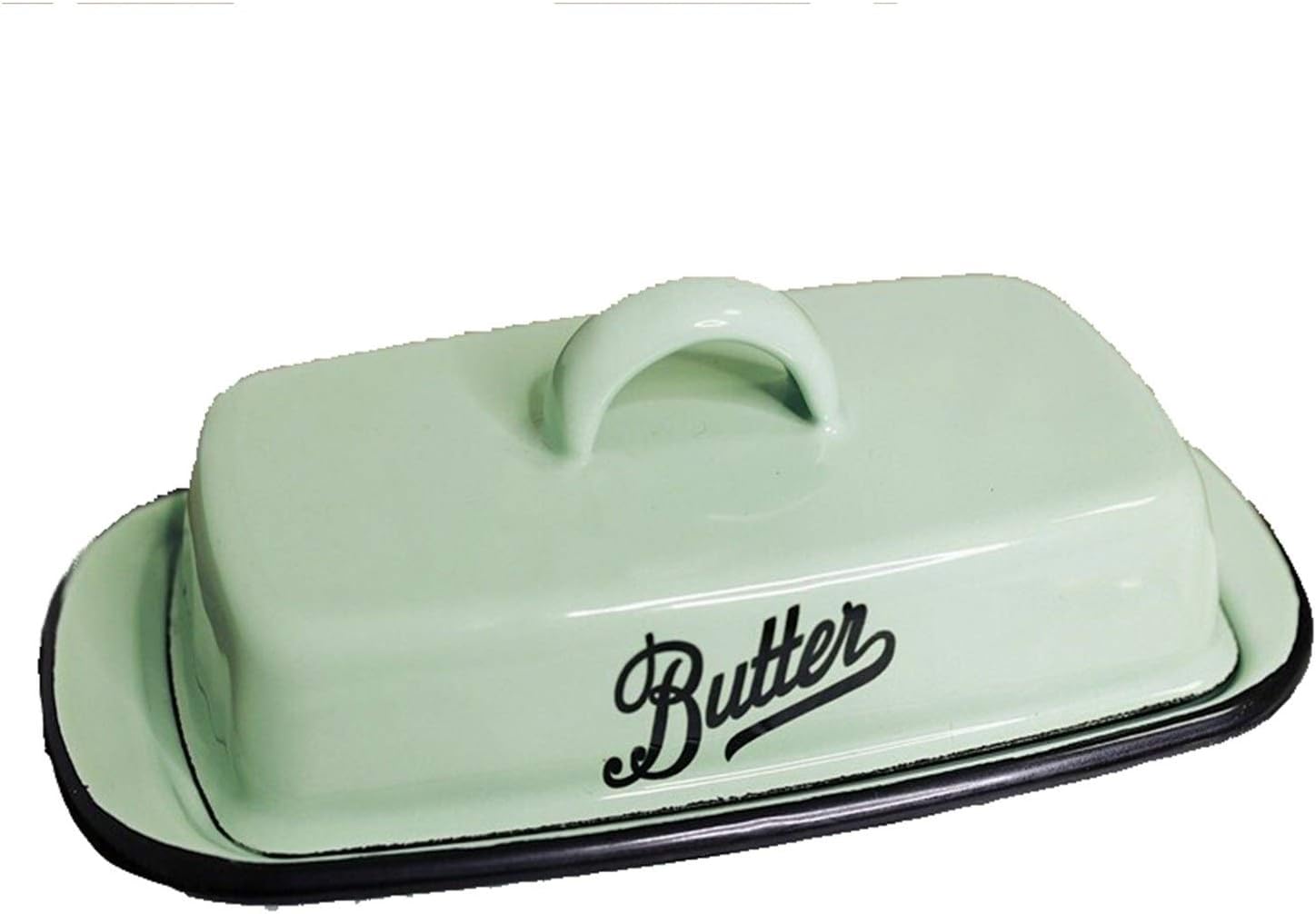 WANGZ Emaille Butterdose mit Deckel, Vintage Butterdos for Küche