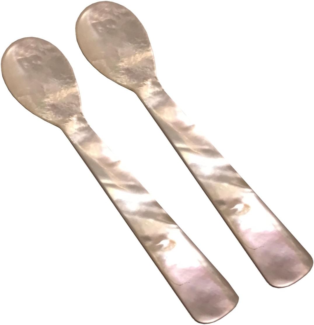 Perlmuttlöffel Kaviarlöffel Eierlöffel L 10 cm 2er Set aus Perlmutt