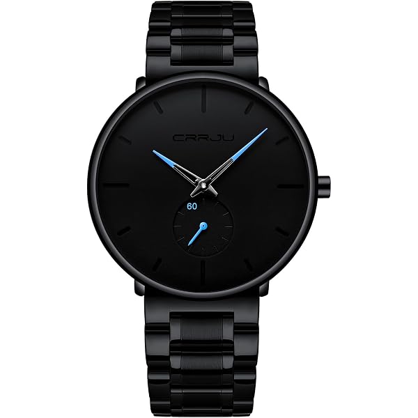 Men Thin Steel Band Round Black Quality Watch with Blue hands Glow Amazon.com: FIZILI Mens Watches Ultra-Thin Minimalist  main image 4