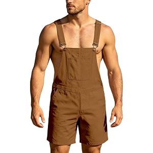 Shorts Overalls for Men Sleeveless Solid Shorts Jumpsuit Summer Casual | Relaxed Fit Work Coveralls with Pockets