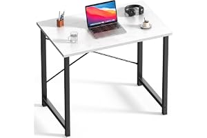 DUMOS 32 Inch Small Computer Desk, Home Office Desks for Bedroom, White | Modern Study Writing Work Table, Craft PC Gaming De