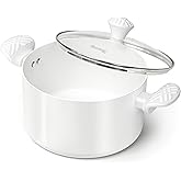 MICHELANGELO Stock Pot with Lid, 6 Quart Soup Pot with Lid, Nonstick Ceramic Cooking Pot with Stay-Cool Handle, Induction Compatible - 6QT, White
