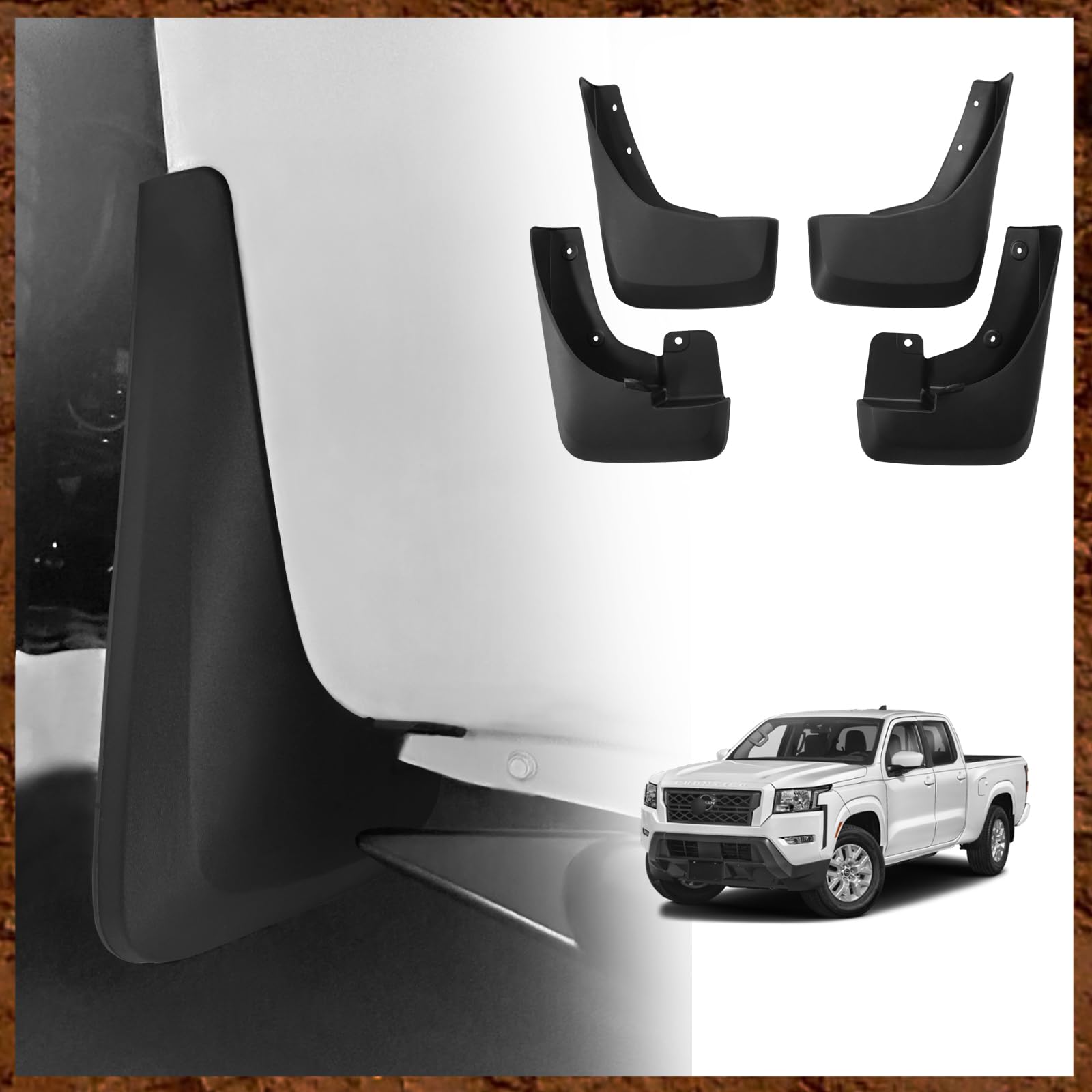 Photo 1 of Muslogy for Frontier 2025 2024 2023 2022 Accessories Mud Flaps Splash Guards Mudguards 4PCS Front & Rear Splash Guard No Drilling Required Compatible with Nissan Frontier 2022-2025 (S/SV)