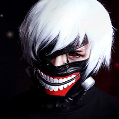 Amazon Dingmi 東京喰種 トーキョーグール 金木 研 マスク 眼帯 コスプレ ハロウィン 仮面 お面 白い ウィッグ かつら 金木 研 風 コスプレ 衣装 コスプレ 仮装 通販