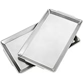 SANQIAHOME 15.8" x 9.5" Silver Serving Trays Set of 2, Stainless Steel | Heavy-Duty Chip &amp; Scratch Resistant Build - Dishwasher, Oven &amp; Freezer Safe