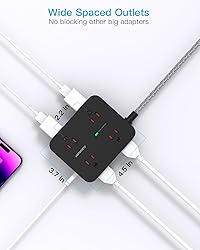 Power Strip Surge Protector 10 Ft Cord, HANYCONY