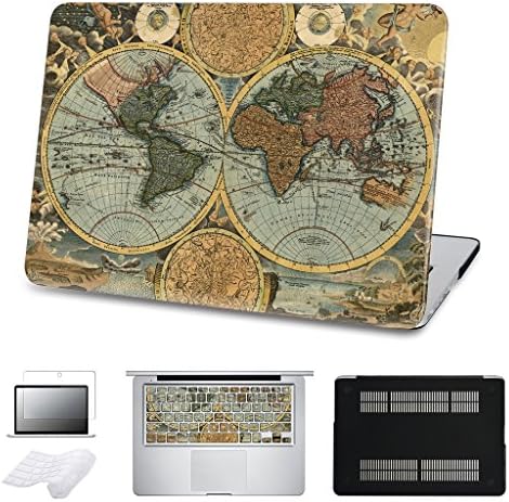 ZEGENE (5 in 1 Bundle)Hard Case For Apple Macbook Pro 13-inch without Touch Bar 2016 Full Edge Protective Hard Shell and Keyboard Sticker Laptop Cover Fits Model A1708-Ancient Map