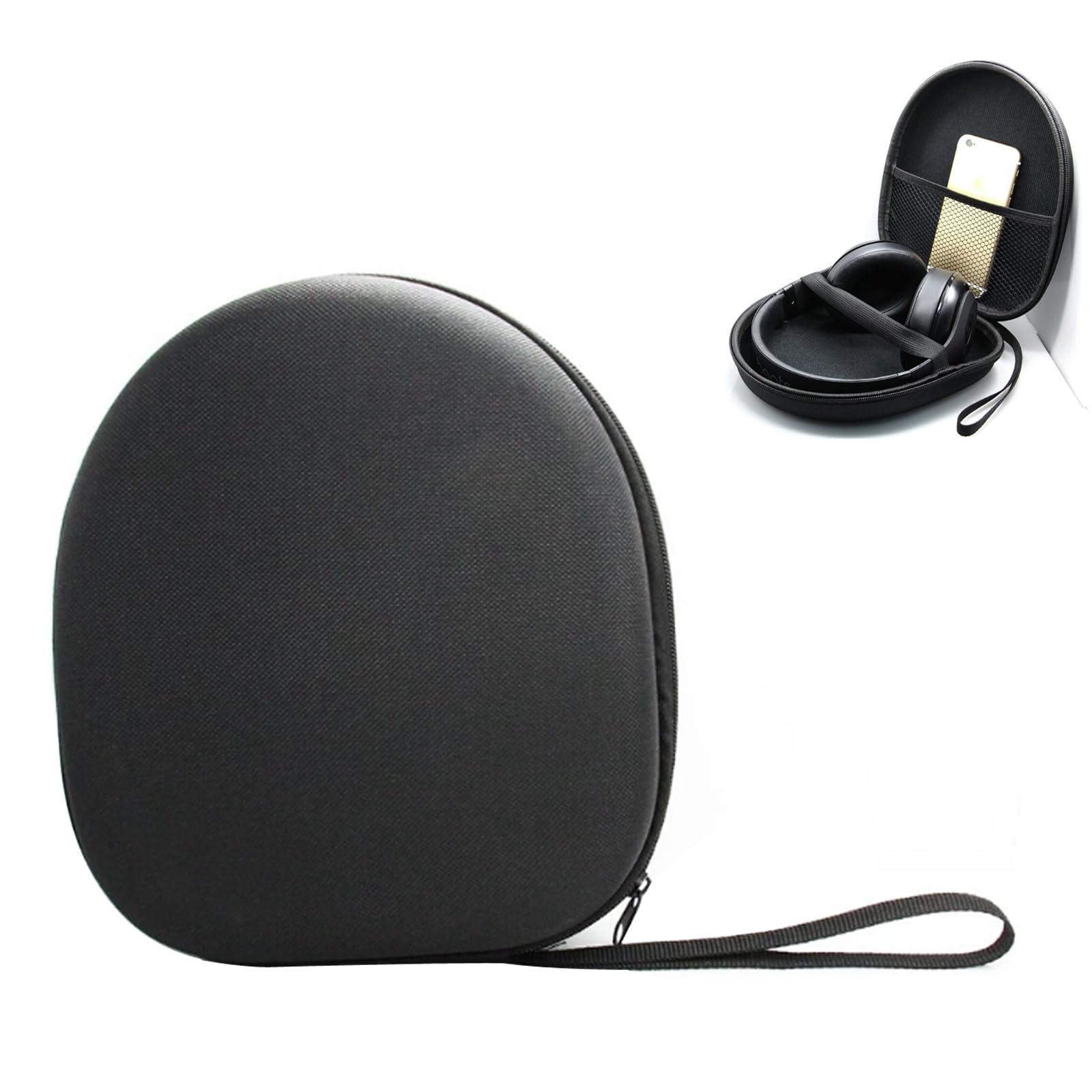 1 Pcs headphone storage bag,headphone case,Anti-pressure protection earphone storage case,For most of the common headsets on the market,Providing comprehensive protection for your headphones(Black)