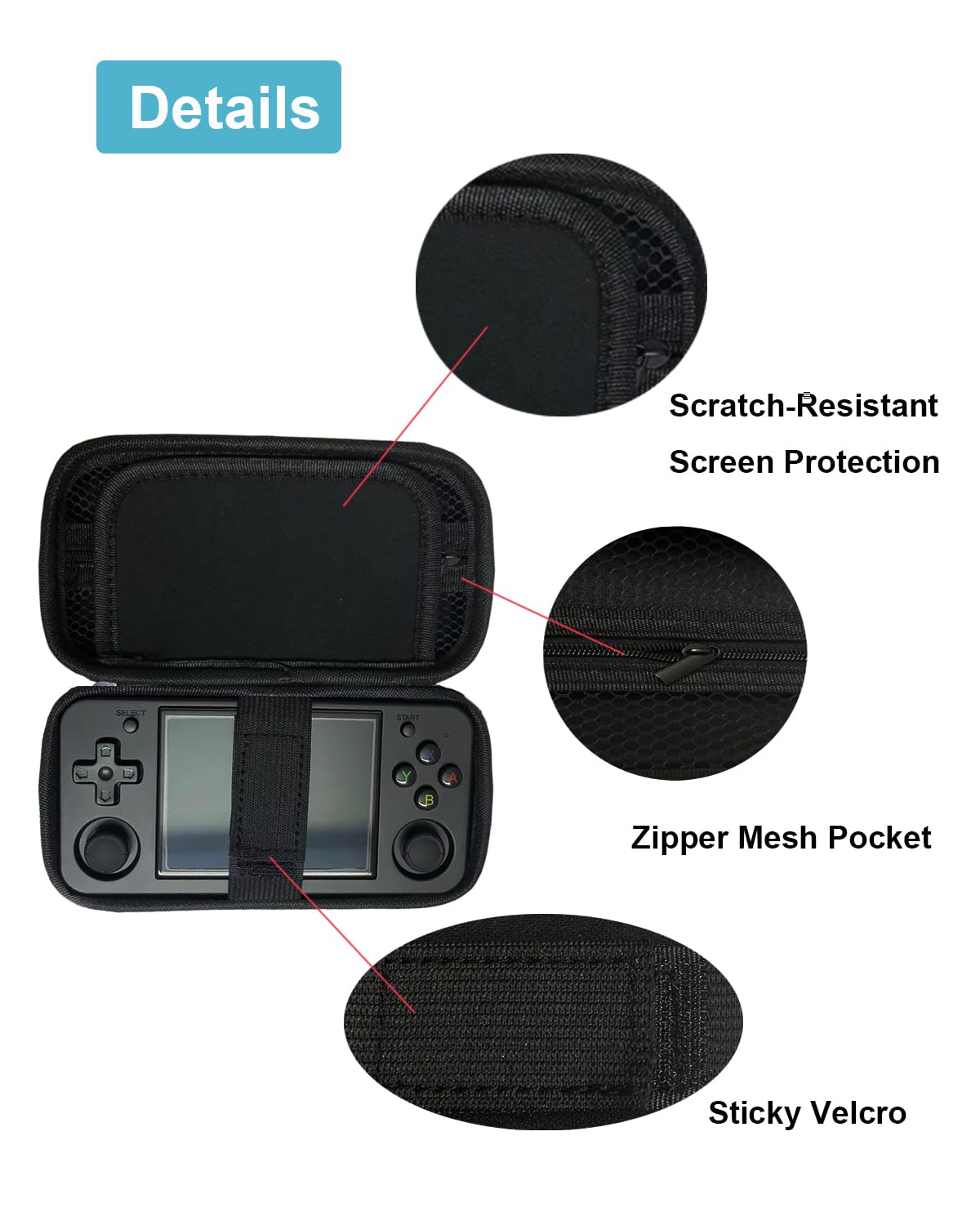 Xmaspanda Carrying Case for RG35XX H / RG353M Handheld Game Console, Portable Game Console Storage Case with Screen Protector