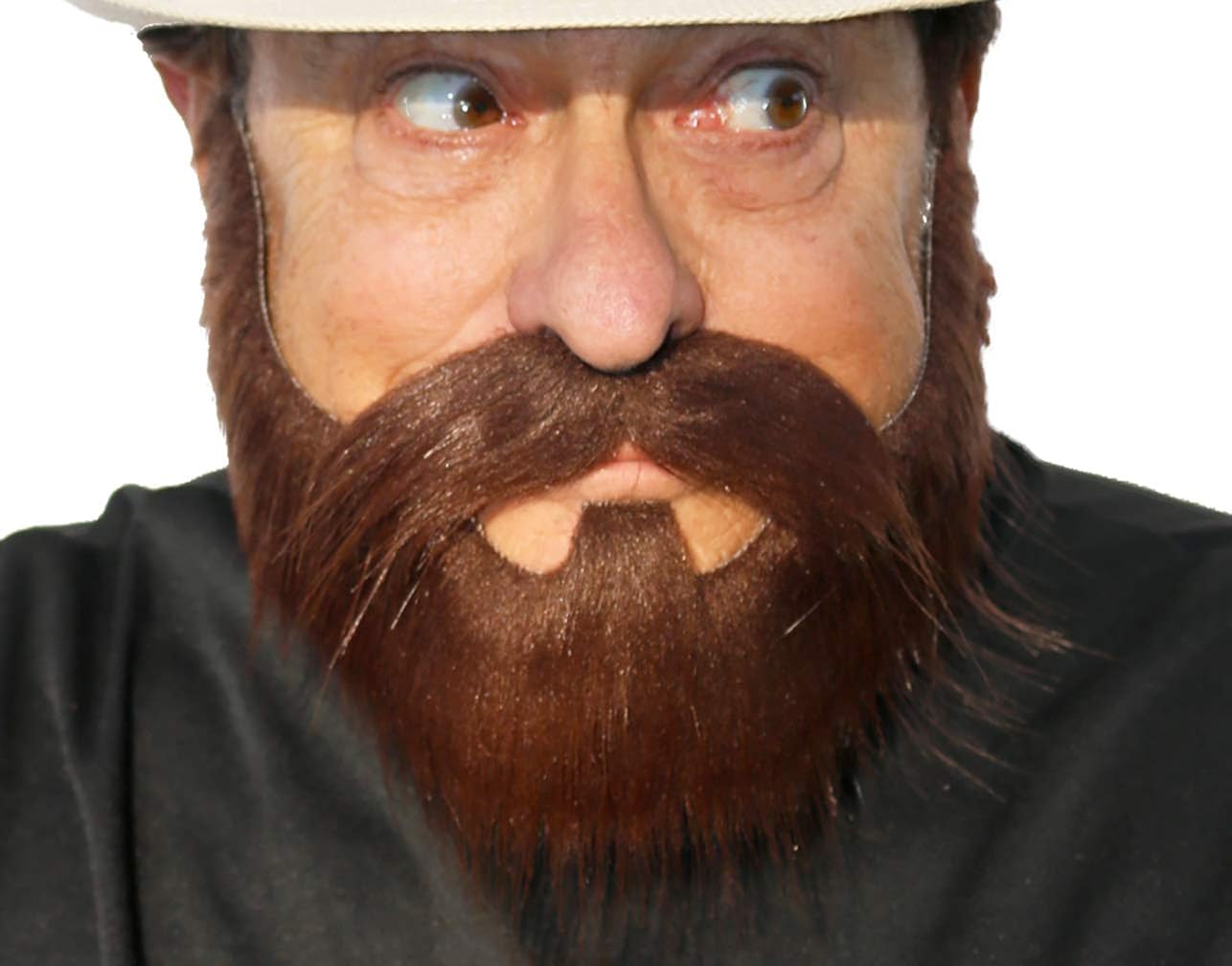 Hipster Beard Costume, Self Adhesive False Straggly Facial Hair Beard for Adults