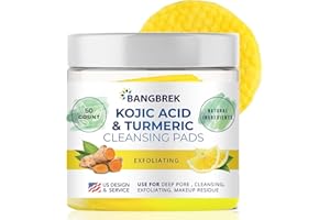 BANGBREK Kojic Acid Turmeric Cleansing Pads, Turmeric Exfoliating Face Scrub Pads for Oil Makeup Clogged Pores Dead Skin, Face Deep Cleansing Pads, 50pcs