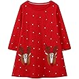 HILEELANG Toddler Girl Christmas Dress Long Sleeve Fall Winter Cotton Casual BasicTunic Shirt Dresses