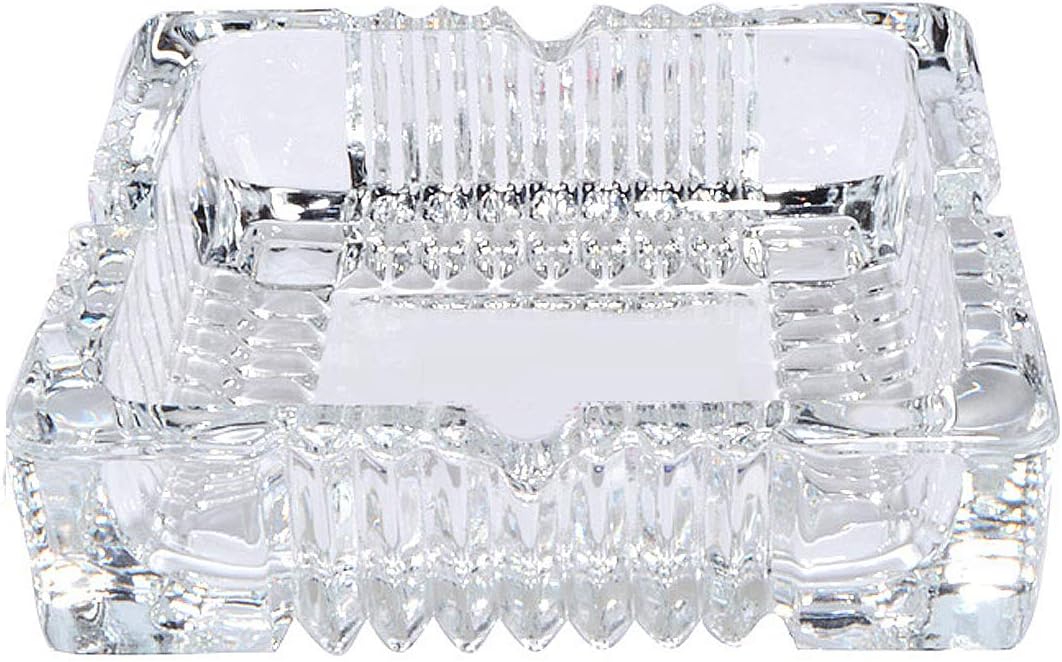 Uotyle Square Crystal Glass Smoking Ashtray - European Living Room Office Bar Indoor Restaurant Decoration - Cigar Ashtray - Men's Gift - Image 4
