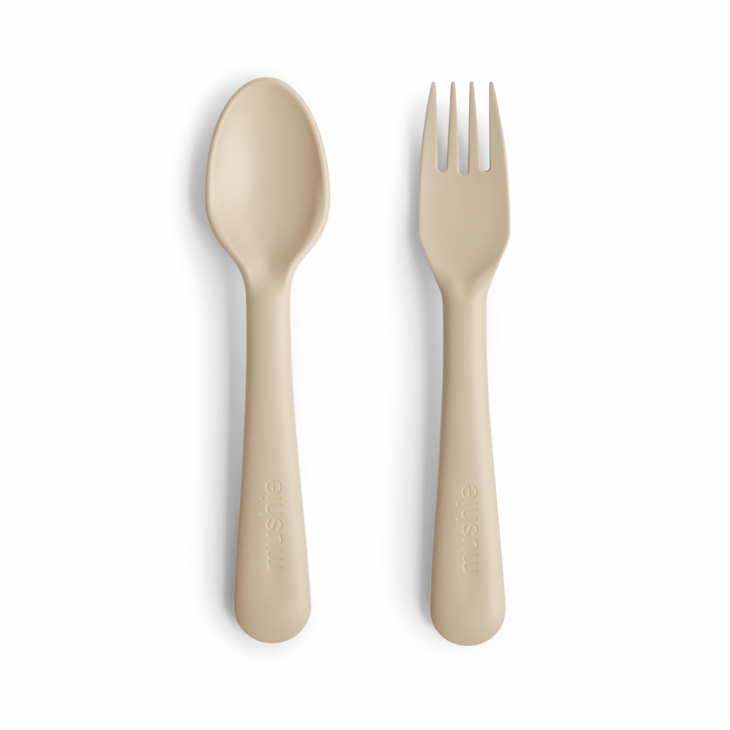 Mushie Fork and Spoon Set for Kids | Flatware Cutlery | 1x Set of Dinnerware Pieces | Reuseable | Dishwasher- and Microwave Safe | Easy for Baby or Child to Hold | Made in Denmark (Vanilla) — image 1