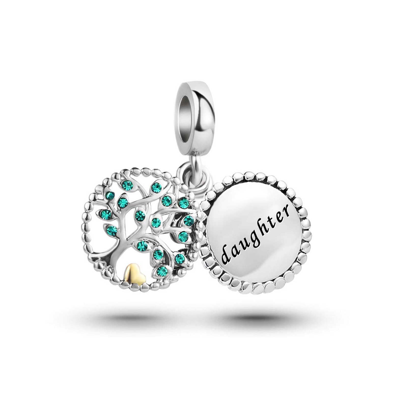 KunBead Jewelry Daughter Heart 30 Birthday Charms for Women Sale Love Family Tree Dangle Bead Charm for Bracelet