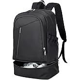 seyfocnia Large Gym Backpack for Men,Waterproof Travel Backpack With Shoe Compartment Lightweight Sports Gym Bag Casual Daypack, Black